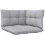 Juego muebles jardín 3 pzas cojines grises madera pino maciza