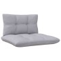 Juego muebles jardín 3 pzas cojines grises madera pino maciza