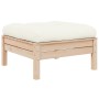 Muebles de jardín 3 piezas madera maciza pino con cojines crema