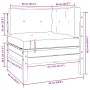 Muebles de jardín 3 piezas madera maciza pino con cojines crema
