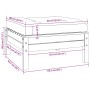 Muebles de jardín 3 piezas madera maciza pino con cojines crema