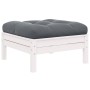 Juego muebles jardín 3 pzas cojines blanco madera pino maciza