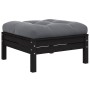 Muebles de jardín 3 pzas con cojines negro madera maciza pino