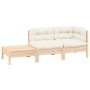 Muebles de jardín 3 piezas madera maciza pino con cojines crema