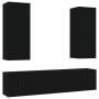 Set de muebles para TV 5 piezas madera contrachapada negro