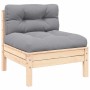 Juego de muebles de jardín 3 pzas con cojines gris madera pino