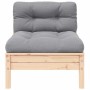 Juego de muebles de jardín 3 pzas con cojines gris madera pino