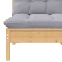 Juego de muebles de jardín 3 pzas con cojines gris madera pino