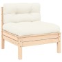 Muebles de jardín 3 piezas madera maciza pino con cojines crema