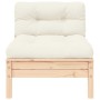 Muebles de jardín 3 piezas madera maciza pino con cojines crema