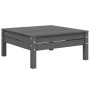 Juego muebles de jardín 3 pzas cojines gris madera pino maciza