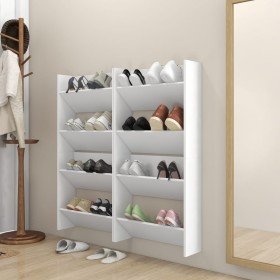 Zapateros de pared 4 uds madera contrachapada blanco 60x18x60cm Zapateros de pared 4 uds madera contrachapada blanco 60x18x60cm