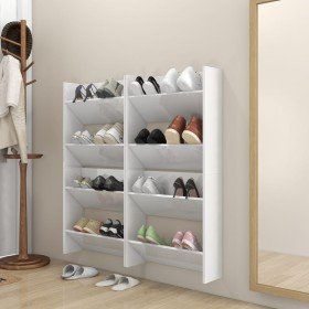 Zapateros de pared 4 uds contrachapada blanco brillo 60x18x60cm Zapateros de pared 4 uds contrachapada blanco brillo 60x18x60cm