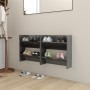 Zapateros de pared 2 uds contrachapada gris brillo 60x18x60 cm