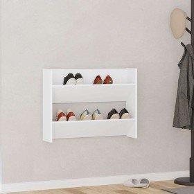 Zapatero de pared madera contrachapada blanco 80x18x60 cm Zapatero de pared madera contrachapada blanco 80x18x60 cm