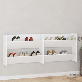 Zapateros de pared 2 uds madera contrachapada blanco 80x18x60cm Zapateros de pared 2 uds madera contrachapada blanco 80x18x60cm