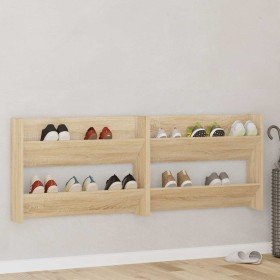 Zapateros de pared 2 uds contrachapada roble Sonoma 80x18x60 cm Zapateros de pared 2 uds contrachapada roble Sonoma 80x18x60 cm