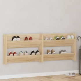Zapateros de pared 2 uds contrachapada roble Sonoma 80x18x60 cm Zapateros de pared 2 uds contrachapada roble Sonoma 80x18x60 cm