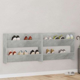 Zapateros de pared 2 uds contrachapada gris hormigón 80x18x60cm Zapateros de pared 2 uds contrachapada gris hormigón 80x18x60cm