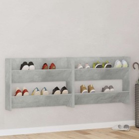 Zapateros de pared 2 uds contrachapada gris hormigón 80x18x60cm Zapateros de pared 2 uds contrachapada gris hormigón 80x18x60cm