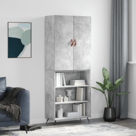 Concrete gray plywood tall sideboard 69.5x34x180 cm by vidaXL, Sideboards - Ref: Foro24-3196047, Price: 130,76 €, Discount: %