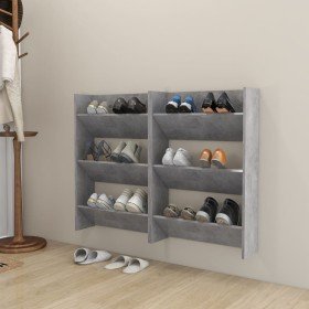 Zapateros de pared 2 uds contrachapada gris hormigón 60x18x90cm Zapateros de pared 2 uds contrachapada gris hormigón 60x18x90cm