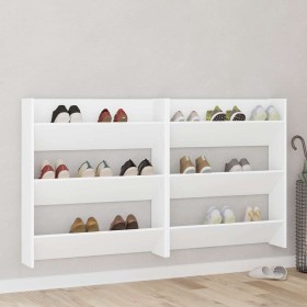 Zapateros de pared 2 uds madera contrachapada blanco 80x18x90cm Zapateros de pared 2 uds madera contrachapada blanco 80x18x90cm