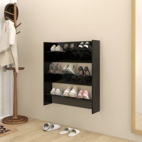 Zapatero de pared madera contrachapada negro 80x18x90 cm Zapatero de pared madera contrachapada negro 80x18x90 cm