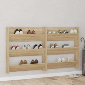 Zapateros de pared 2 uds contrachapada roble Sonoma 80x18x90 cm Zapateros de pared 2 uds contrachapada roble Sonoma 80x18x90 cm