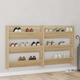 Zapateros de pared 2 uds contrachapada roble Sonoma 80x18x90 cm Zapateros de pared 2 uds contrachapada roble Sonoma 80x18x90 cm