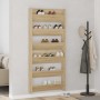 Zapateros de pared 2 uds contrachapada roble Sonoma 80x18x90 cm