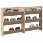 Zapateros de pared 2 uds contrachapada roble Sonoma 80x18x90 cm