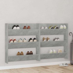 Zapatero de pared madera contrachapada gris hormigón 80x18x90cm Zapatero de pared madera contrachapada gris hormigón 80x18x90cm