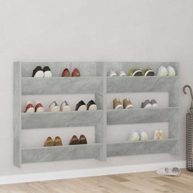 Zapateros de pared 2 uds contrachapada gris hormigón 80x18x90cm Zapateros de pared 2 uds contrachapada gris hormigón 80x18x90cm