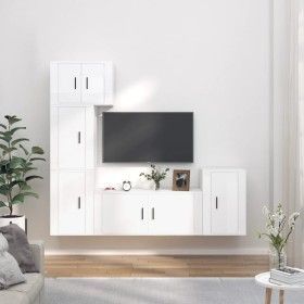 TV-Möbelset 5-teilig aus glänzend weißem Sperrholz von vidaXL, TV-Möbel - Ref: Foro24-3188632, Preis: 231,47 €, Rabatt: %