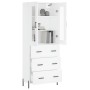 Hohes weißes Sperrholz-Sideboard 69,5 x 34 x 180 cm von vidaXL, Sideboards - Ref: Foro24-3198409, Preis: 206,47 €, Rabatt: %