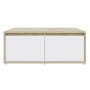 Mesa de centro madera contrachapada blanco y roble 80x80x31 cm
