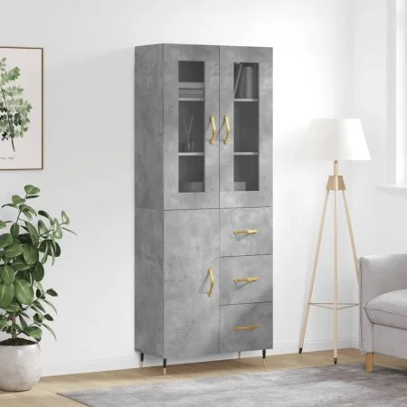 Concrete gray plywood tall sideboard 69.5x34x180 cm by vidaXL, Sideboards - Ref: Foro24-3198453, Price: 170,48 €, Discount: %
