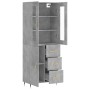 Concrete gray plywood tall sideboard 69.5x34x180 cm by vidaXL, Sideboards - Ref: Foro24-3198453, Price: 177,14 €, Discount: %