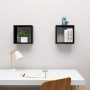 Estante cubo pared 2 uds negro 30x15x30 cm