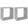 Estantes cubo de pared 2 unidades gris hormigón 26x15x26 cm