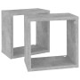 Estantes cubo de pared 2 unidades gris hormigón 26x15x26 cm