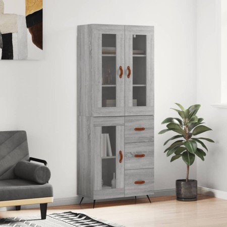Aparador alto madera contrachapada gris sonoma 69,5x34x180 cm de vidaXL, Aparadores - Ref: Foro24-3198575, Precio: 185,14 €, ...
