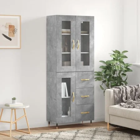 Aparador alto madera contrachapada gris hormigón 69,5x34x180 cm de vidaXL, Aparadores - Ref: Foro24-3198581, Precio: 172,53 €...