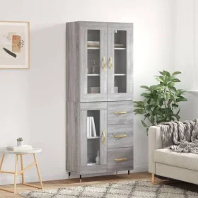 Aparador alto madera contrachapada gris sonoma 69,5x34x180 cm de vidaXL, Aparadores - Ref: Foro24-3198583, Precio: 169,05 €, ...