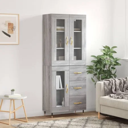 Hohes Sideboard aus sonomagrauem Sperrholz, 69,5 x 34 x 180 cm von vidaXL, Sideboards - Ref: Foro24-3198583, Preis: 169,10 €,...