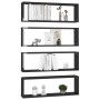 Estante cubo pared 4uds contrachapado negro brillo 80x15x26,5cm