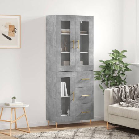 Concrete gray plywood tall sideboard 69.5x34x180 cm by vidaXL, Sideboards - Ref: Foro24-3198589, Price: 179,65 €, Discount: %