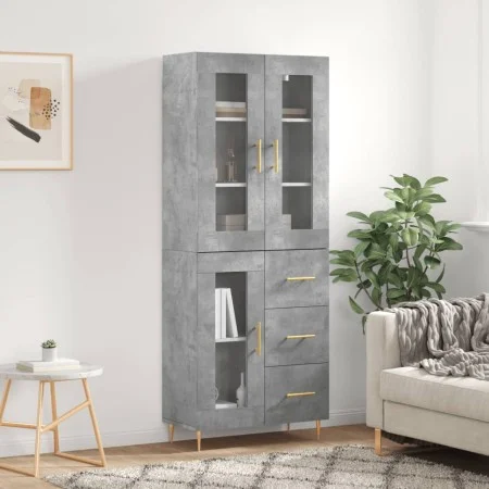 Concrete gray plywood tall sideboard 69.5x34x180 cm by vidaXL, Sideboards - Ref: Foro24-3198589, Price: 172,26 €, Discount: %