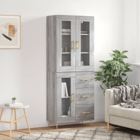 High sideboard sonoma gray plywood 69.5x34x180 cm by vidaXL, Sideboards - Ref: Foro24-3198591, Price: 179,67 €, Discount: %